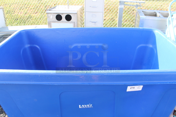 Lavex Blue Poly Cart w/ Lid on Commercial Casters. - Image 2 of 3