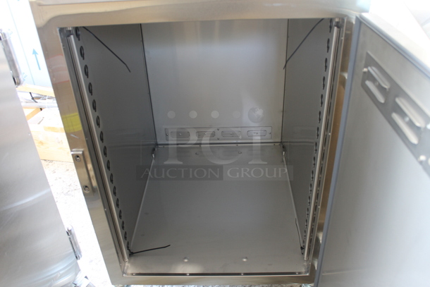 BRAND NEW! 2022 Alto Shaam 1200-UPS Commercial Stainless Steel Electric Double Deck Heating Holding Cabinet With Pan Racks on Commercial Casters. 120 V, 1 Phase. Tested and Working!   - Image 4 of 9