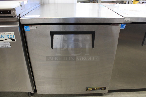 2013 True Model TUC-27-LP ENERGY STAR Stainless Steel Commercial Single Door Undercounter Cooler on Commercial Casters. 115 Volts, 1 Phase. 27.5x30x32. Tested and Working!