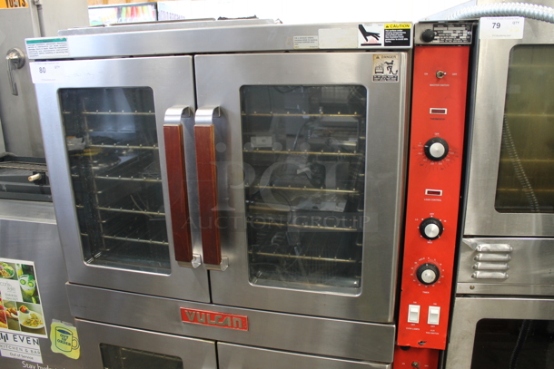 2 Vulcan ET88B Stainless Steel Commercial Electric Powered Full Size Convection Ovens w/ View Through Doors, Metal Oven Racks and Thermostatic Controls. 480 Volts, 3 Phase. 2 Times Your Bid!  - Image 2 of 7