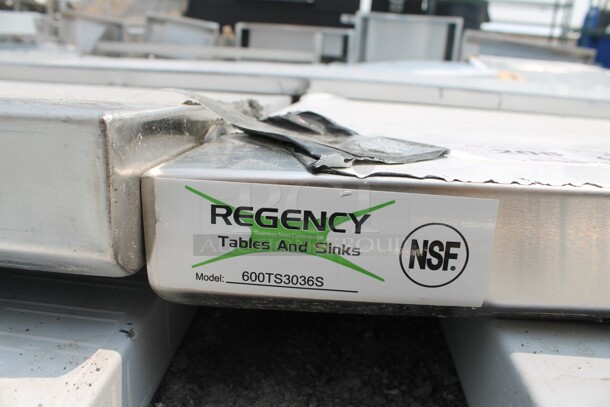 BRAND NEW SCRATCH AND DENT! Regency 600TS3036S Commercial Stainless Steel Disassembled Work Table With Undershelf And Legs. - Image 4 of 5