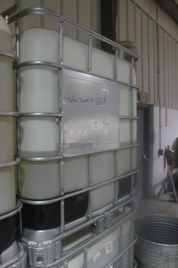 White Poly Tank in Metal Cage. BUYER MUST REMOVE. - Image 2 of 4