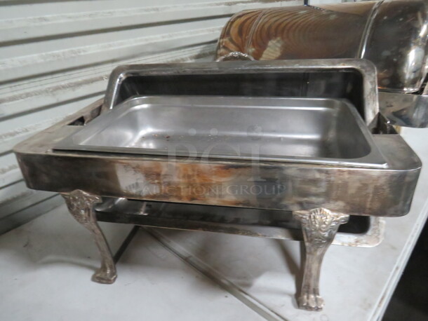 One AWESOME Full Size HEAVY DUTY Silver Plated Roll Top Chafer With Decorative Legs! - Image 4 of 4