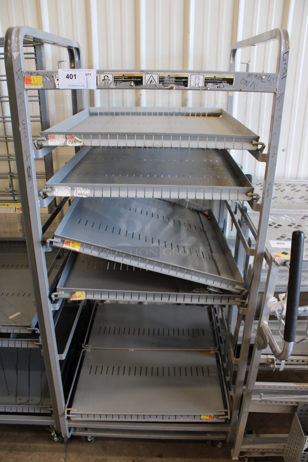 Gray Metal Transport Rack on Commercial Casters. 28.5x32x68