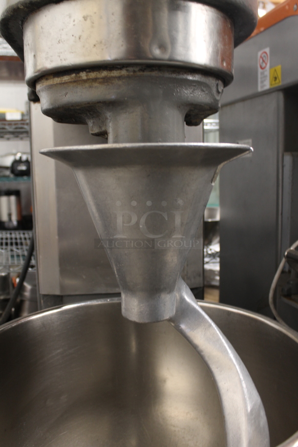 Hobart M-802 Metal Commercial Floor Style 80 Quart Planetary Dough Mixer w/ Stainless Steel Mixing Bowl, Dough Hook and 2 Paddle Attachments. 208 Volts, 3 Phase. - Image 7 of 7