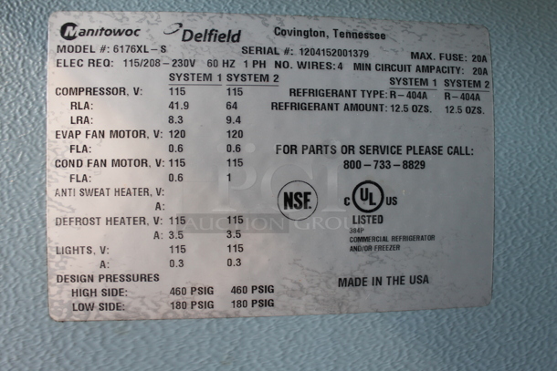 2012 Delfield  6176XL-S Commercial Stainless Steel Electric 2 Door Reach-In Freezer And 1 Door Reach-In Cooler With Steel Racks. 115-208-230V, 1 Phase. - Image 6 of 8