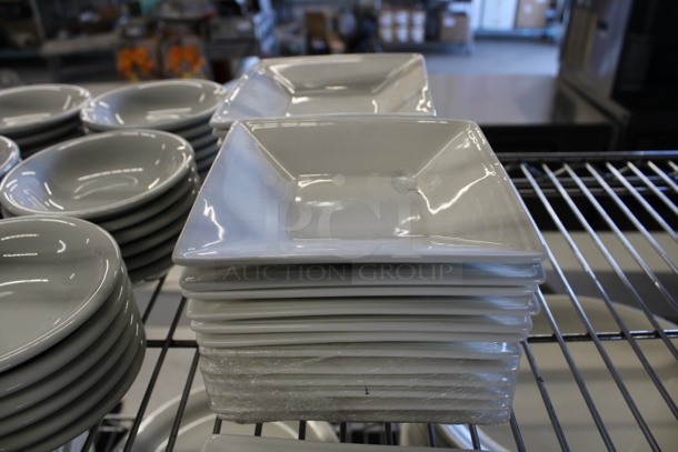 25 White Ceramic Square Saucers. 5x5x1. 25 Times Your Bid!