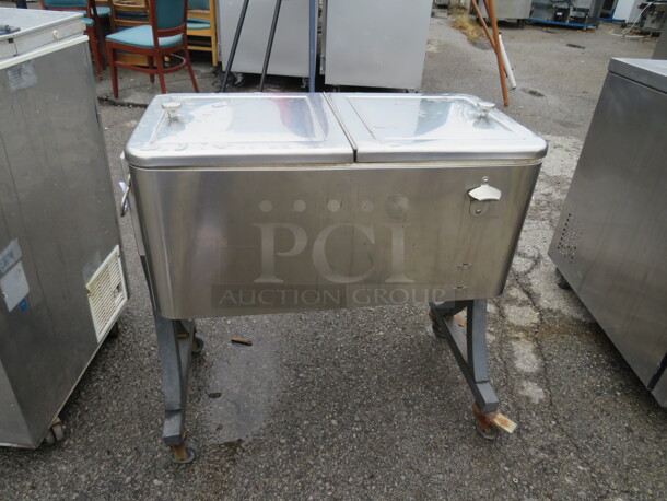 One Stainless Steel Cooler On Casters. 34X15X33 - Image 1 of 2