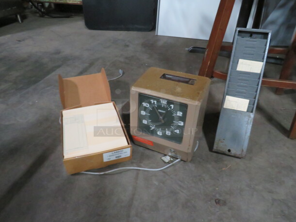 One Time Clock, Cards, And Card Rack. - Image 1 of 1