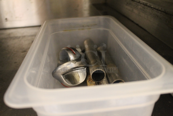 Jade Range JTRH-2-24IP Commercial Stainless Steel Heavy Duty Natural Gas Powered Range With Fry Top, Hot Top, Broiler, 2 Overshelves, And Box Of Additional Parts On Commercial Casters. - Image 6 of 8