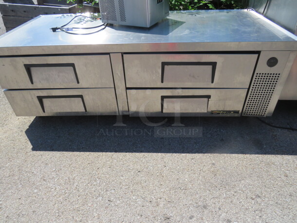 One True 4 Drawer Chef Base, With 4 Full Size Pans, On Casters. 115 Volt. Model# TRCB-72. 72X32X25