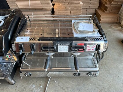 2017 La Spaziale EK2 Stainless Steel Commercial Countertop 2 Group Espresso Machine w/ 2 Portafilters and 2 Steam Wands. 230 Volts, 1 Phase. 