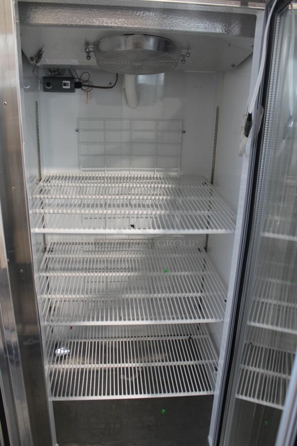2015 Leader PF30 SC Stainless Steel Commercial Single Door Reach In Cooler Merchandiser w/ Poly Coated Racks. 115 Volts, 1 Phase. Tested and Powers On But Does Not Get Cold - Image 6 of 8