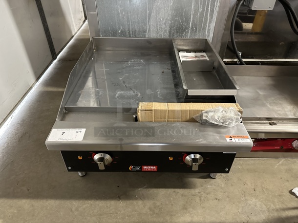 LIKE NEW! Cooking Performance Group CPG 351GUCPG24M Stainless Steel Commercial Countertop Electric Powered Flat Top Griddle. 208/240 Volts, 1 Phase. 