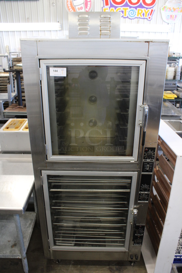 Nu Vu Model OP-2FM Stainless Steel Commercial Oven Proofer on Commercial Casters. 208 Volts, 3 Phase. 35x25x83