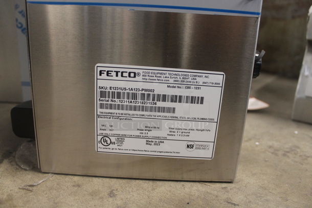BRAND NEW! Fetco CBS-1231 Stainless Steel Commercial Countertop Coffee Machine w/ Hot Water Dispenser and Poly Brew Basket. 120 Volts, 1 Phase. Stock Picture Used as Gallery Picture. Tested and Working! - Image 9 of 9