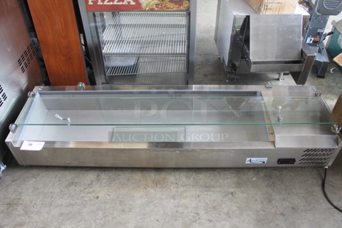 BRAND NEW SCRATCH AND DENT! Avantco 360CPT60 Stainless Steel Commercial Countertop Refrigerated Rail w/ Glass Sneeze Guard Pieces. 115 Volts, 1 Phase. Tested and Working!