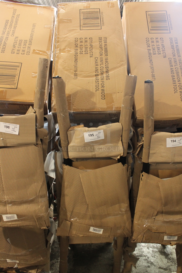 4 BRAND NEW SCRATCH AND DENT! Lancaster Table & Seating 164CLADBLKFR Black Ladder Back Dining Chairs w/ Burgundy Vinyl Seat Cushions. 4 Times Your Bid! - Image 4 of 4