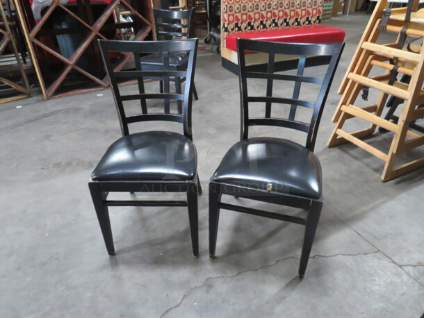 Black Wooden Chair With Black Cushioned Seat. 3XBID - Image 1 of 1
