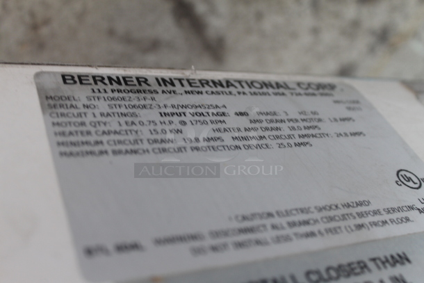 3 Berner STF1048EZ-F-R Commercial Stainless Steel Air Curtains. 480V, 3 Phase. Cosmetic Condition May Vary. 3 Times Your Bid!  - Image 6 of 6