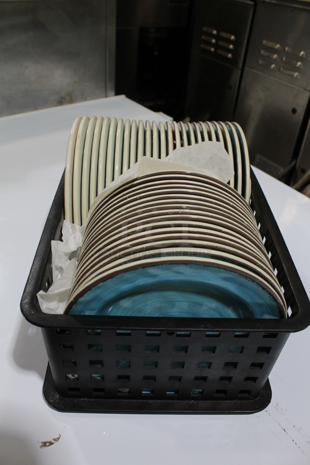 ALL ONE MONEY! Lot of Plates in Black Poly Basket. - Image 2 of 3