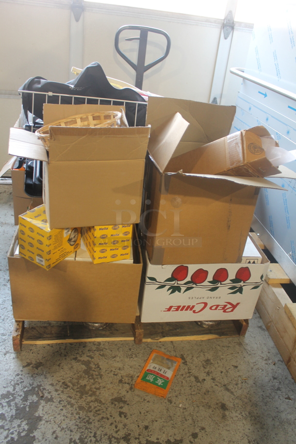 ALL ONE MONEY! Pallet Lot of Various Items Including Basket, Cleaning Supplies, Cords! - Image 2 of 7