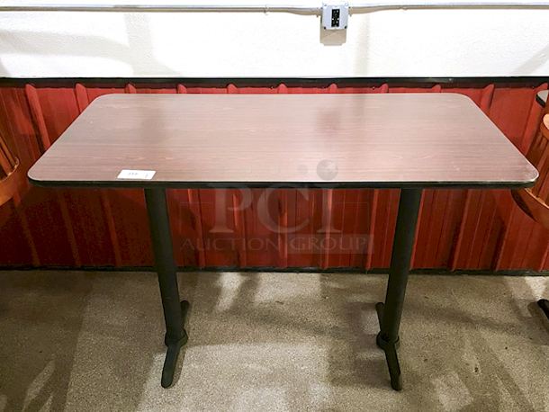 Lancaster Table & Seating 6 Seater Reversible Cherry / Black Laminated Bar Height Table Top and Base Kit. Base Style May Differ Slightly.  - Image 3 of 4