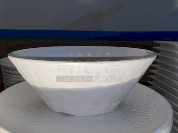 BEAUTIFUL!! World Bell Melamine 8” Round Noodle Bowls, White, Textured. 16 Your Bid - Image 3 of 4