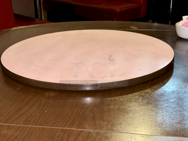 23-1/2” Lazy Susan Round Turntable, Pink Shade Wood Pattern Design 23-1/2”x1-1/2” - Image 3 of 4