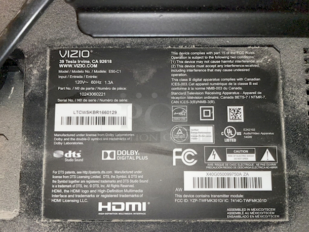 High Definition Vizio E50-C1 50" Flat Screen TV With Ceiling Mount!  - Image 2 of 2