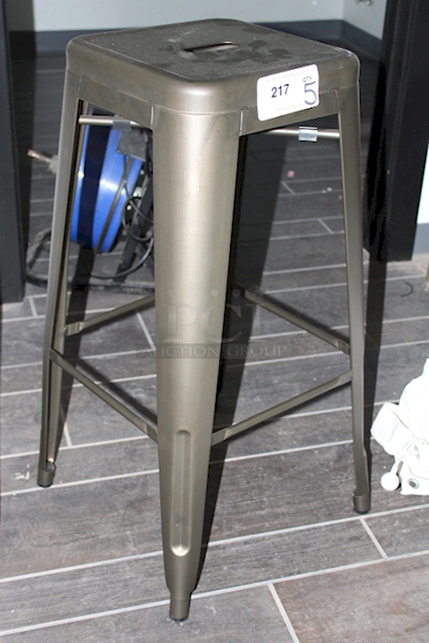 SWEET! Set Of (5) FDW Metal TBS-430-Bronze Bar Stools , Counter Height, Stackable, Indoor Outdoor 16-1/2x16-1/2x30. 5x Your Bid - Image 2 of 6