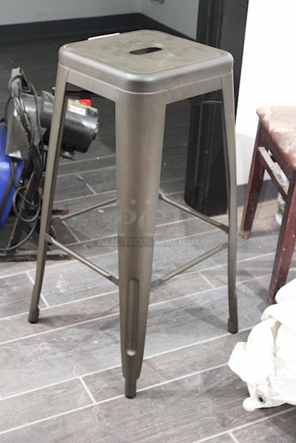 SWEET! Set Of (5) FDW Metal TBS-430-Bronze Bar Stools , Counter Height, Stackable, Indoor Outdoor 16-1/2x16-1/2x30. 5x Your Bid - Image 6 of 6