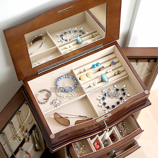 Hives and Honey Jenny Freestanding Wood Jewelry Armoire - Walnut
 - Image 5 of 5