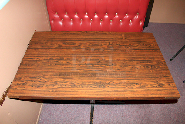 HIGH QUALITY! Oak Finished Table Top With Heavy Duty Metal Frame and Crossbar Base. 48x30x30