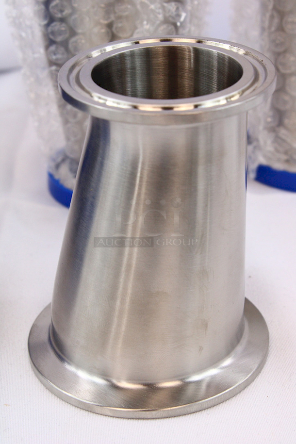NEW-NEVER USED Glacier Tanks Eccentric Reducers. Tri-Clamp Connections: 2” & 1-1/2”. 3A Certified 304 Stainless Steel 4x Your Bid  - Image 5 of 6