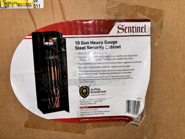 DO NOT MISS THIS!! Sentinel GCWB-10 10 Gun Heavy Gauge Steel Security Cabinet with Key Lock, Black, 17