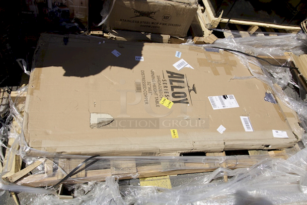 BRAND NEW SCRATCH & DENT! Lancaster Table & Seating Alloy Series 63" x 32" Blue Standard Height Outdoor Table
 - Image 2 of 2