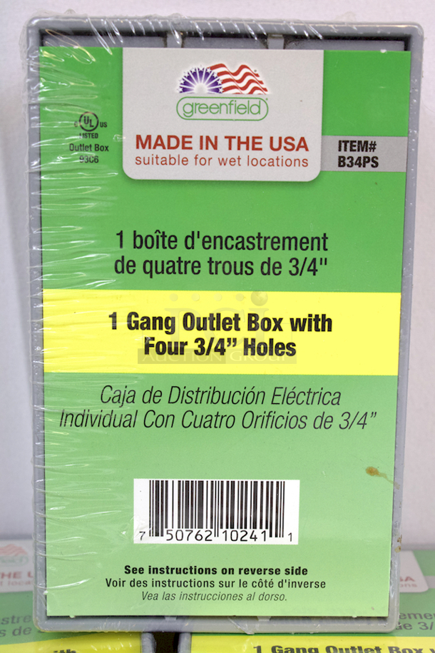 NEW/NEVER USED Greenfield 1 Gang Outlet Boxes with Four 3/4" Holes. 3x Your Bid - Image 2 of 2