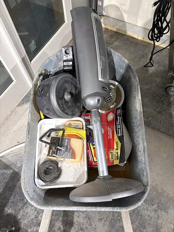 True Temper Wheel Barrow With (2) Fans, Construction Material, Beer Cleaner, Hardware, Gas Line And Hidden Hitch 80232 6000lbs Trailer Hitch - Image 2 of 5