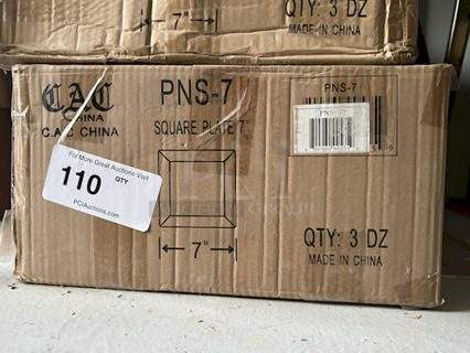 NEW! FULL BOX! CAC China Porcelain PNS-7 Princesquare 7" Bright White Square Porcelain Plate - 36/Case 7x7x7/8