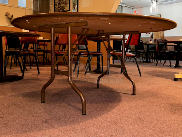 PARTY SIZE! 60” Round Table With Fold-Out Legs. 60”x30” - Image 3 of 4