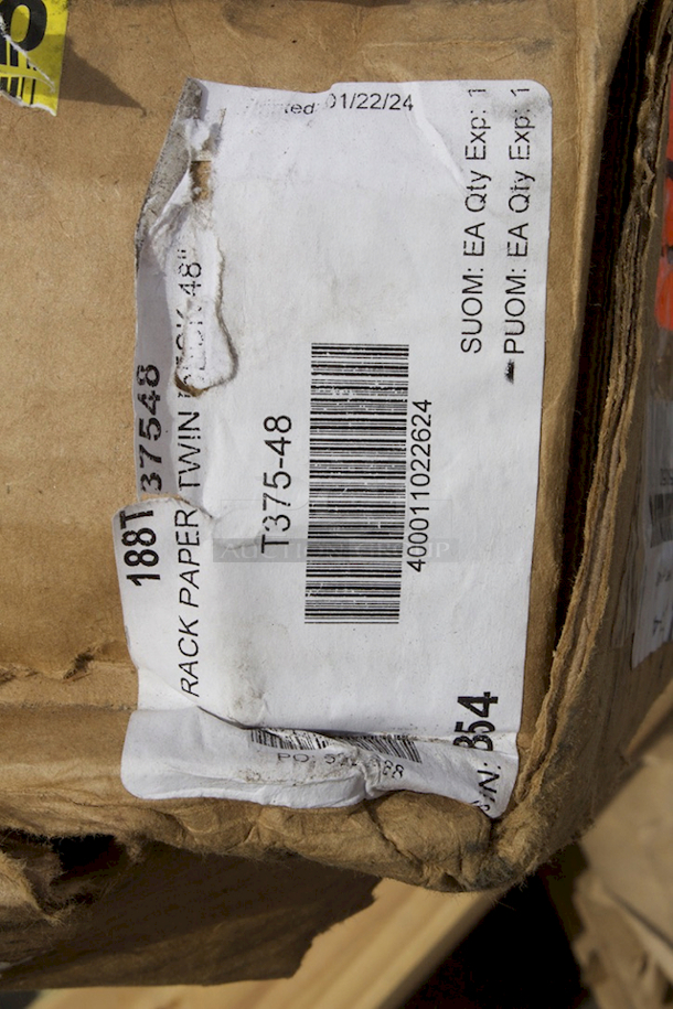 BRAND NEW SCRATCH & DENT! Bulman T375-48 48" Twin Tower 8 Roll Paper Rack - Still In Packaging  - Image 2 of 3