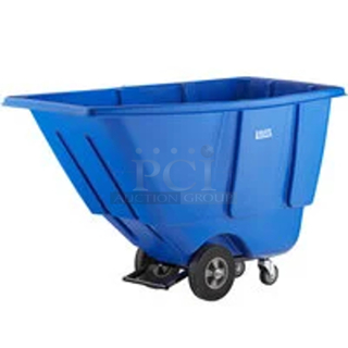 Lavex 1 Cubic Yard Blue Light-Duty Tilt Truck / Trash Cart (850 lb. Capacity). Tub is scratched. 2x Your Bid 72x34x37