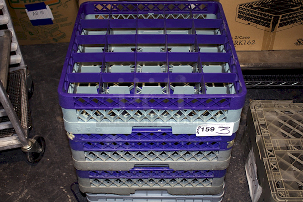 AWESOME! (3) Noble Products 274RK251 25-Compartment Gray Full-Size Glass Rack with 1 Blue Extender - Image 1 of 3
