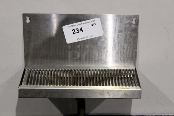 NICE!  Wall Mount Drip Tray – Brushed Stainless – With Drain - Image 1 of 5