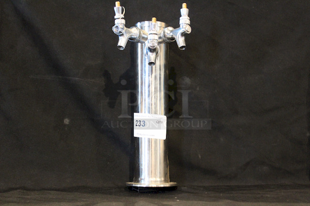 AWESOME! Draft Beer Tower - Stainless Steel - 3" Column - 3 Faucets - Image 3 of 3
