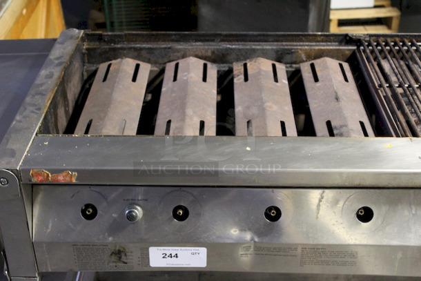 SWEET! Grand Cafe BBQ Grill model CGE06ALP, Propane, 116000BTU. Fully Functional. On HD Commercial Casters. Missing Grate on the Left Side and Some Of The Knobs. 
65-1/2x24-1/4x37 - Image 9 of 10