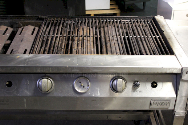 SWEET! Grand Cafe BBQ Grill model CGE06ALP, Propane, 116000BTU. Fully Functional. On HD Commercial Casters. Missing Grate on the Left Side and Some Of The Knobs. 
65-1/2x24-1/4x37 - Image 10 of 10