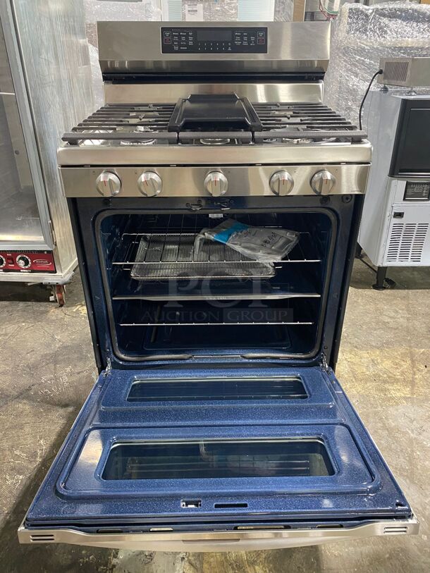 Brand New Scratch & Dent Samsung - 6.0 cu. ft. Smart Freestanding Gas Range with Flex Duo, Stainless Cooktop & Air Fry - Stainless Steel - Image 1 of 6