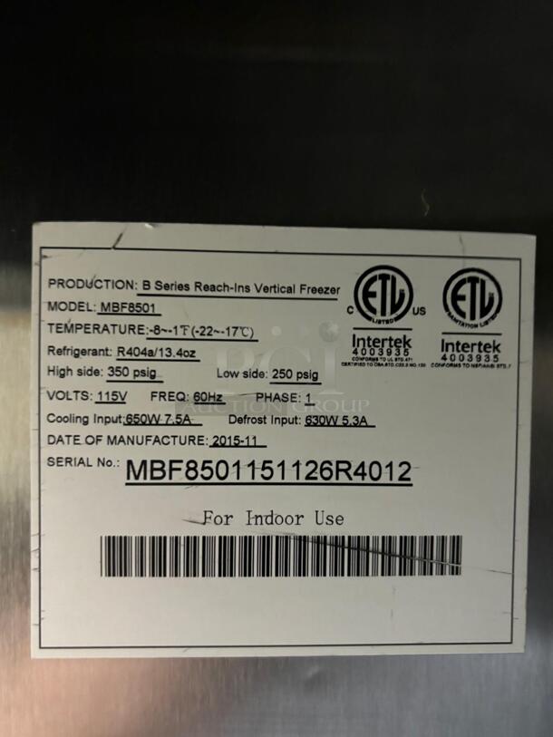 Atosa MBF8501 21 Cu.ft Single Door Bottom Mount Reach-In Cooler- L Hinge
 - Image 6 of 6